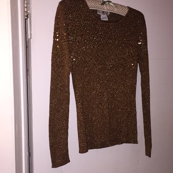 Bronze knit long sleeve sequin top - Picture 3 of 7